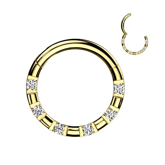 6 Forward Facing CNC Set CZ Hinged Segment Hoop Ring Tragus Cartilage