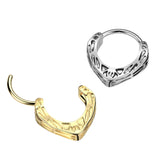 Tribal Cast Hinged Segment Hoop Ring for Nose Ear Lobe Helix