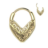 Floral Heart Cast Hinged Segment Hoop Ring for Nose Ear Lobe Helix