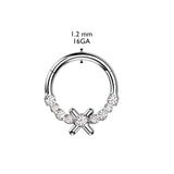 CZ Center Hinged Segment Hoop Ring for Nose Ear Lobe Helix