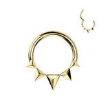 Pyramid Hinged Segment Hoop Ring for Nose Ear Lobe Helix