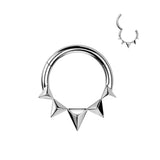 Pyramid Hinged Segment Hoop Ring for Nose Ear Lobe Helix