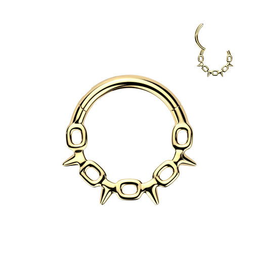 Chain Spikes Hinged Segment Hoop Ring for Nose Ear Lobe Helix