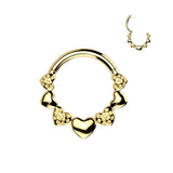 Strawberry Hearts Hinged Segment Hoop Ring for Nose Ear Lobe Helix