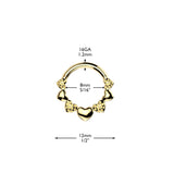 Strawberry Hearts Hinged Segment Hoop Ring for Nose Ear Lobe Helix