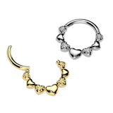 Strawberry Hearts Hinged Segment Hoop Ring for Nose Ear Lobe Helix