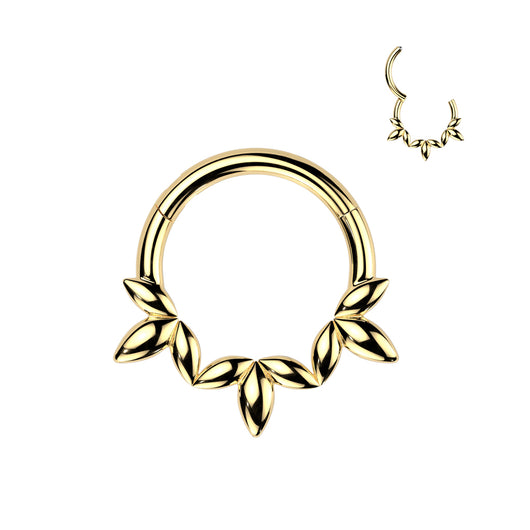 Olive Leaf Vine Hinged Segment Hoop Ring for Nose Ear Lobe Helix
