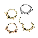 Olive Leaf Vine Hinged Segment Hoop Ring for Nose Ear Lobe Helix
