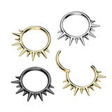 Spikes Hinged Segment Hoop Ring for Nose Ear Lobe Helix