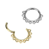 Filigree Hinged Segment Hoop Ring for Nose Ear Lobe Helix