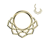 Lotus Filigree Hinged Segment Hoop Ring for Nose Ear Lobe Helix