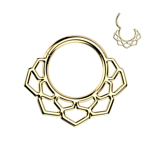 Lotus Filigree Hinged Segment Hoop Ring for Nose Ear Lobe Helix