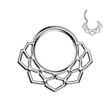 Lotus Filigree Hinged Segment Hoop Ring for Nose Ear Lobe Helix