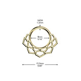 Lotus Filigree Hinged Segment Hoop Ring for Nose Ear Lobe Helix