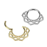 Lotus Filigree Hinged Segment Hoop Ring for Nose Ear Lobe Helix