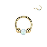 Opal Ball Hinged Segment Hoop Ring for Nose Ear Lobe Tragus Daith