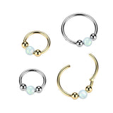 Opal Ball Hinged Segment Hoop Ring for Nose Ear Lobe Tragus Daith