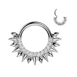 CNC CZ Set Hinged Segment Hoop Ring For Daith Septum Cartilage