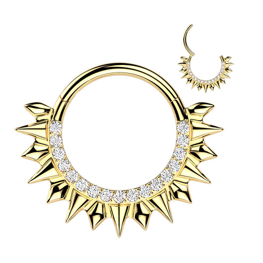 CNC CZ Set Hinged Segment Hoop Ring For Daith Septum Cartilage