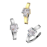 Surgical Steel Hinged Belly Button Ring With Baguette CZ