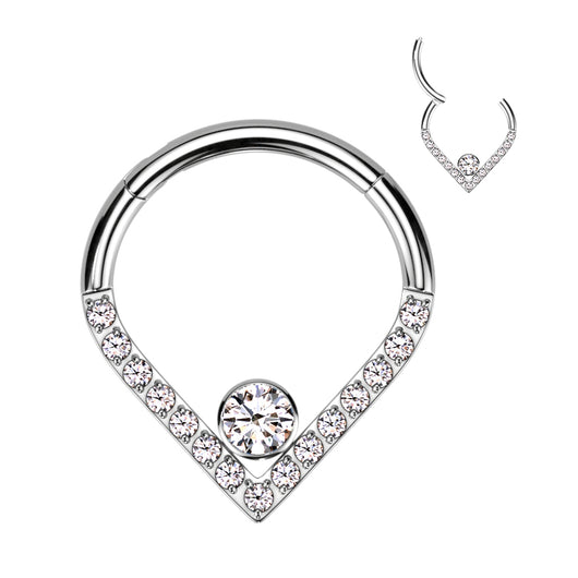 Titanium Hinged Segment Hoop Ring Chevron For Nose Septum Cartilage