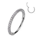 Titanium CZ Hinged Segment Hoop Ring 20G For Nose Septum Cartilage