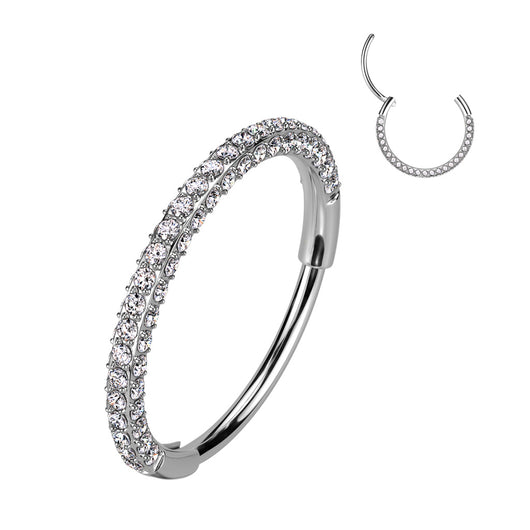 Titanium CZ Hinged Segment Hoop Ring 20G For Nose Septum Cartilage