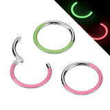Titanium Hinged Segment Hoop Ring Front Glow in the Dark For Nose Septum Cartilage
