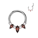 Titanium Hinged Segment Hoop Ring Marquise CZ For Nose Septum Cartilage
