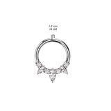 Titanium Hinged Segment Hoop Ring Marquise CZ For Nose Septum Cartilage