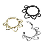 Titanium Hinged Segment Hoop Ring Heart Filigree For Nose Septum Cartilage