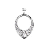 Titanium Hinged Segment Hoop Ring Baguette CZ For Nose Septum Cartilage