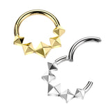 Titanium Hinged Segment Hoop Ring Front 3 D Diamonds For Nose Septum Cartilage