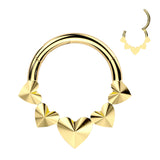Titanium Hinged Segment Hoop Ring Hearts For Nose Septum Cartilage