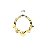 Titanium Hinged Segment Hoop Ring Front 3 D Hearts For Nose Septum Cartilage