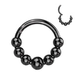 Titanium Hinged Segment Hoop Ring Beaded Balls For Nose Septum Cartilage