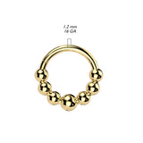 Titanium Hinged Segment Hoop Ring Beaded Balls For Nose Septum Cartilage