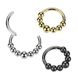 Titanium Hinged Segment Hoop Ring Beaded Balls For Nose Septum Cartilage