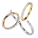 Titanium Hinged Segment Hoop Ring Square CZs For Nose Septum Cartilage