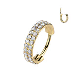 Titanium Hinged Segment Hoop Ring Double Lined CZ for Nose Lobe Helix