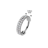 Titanium Hinged Segment Hoop Ring Double Lined CZ for Nose Lobe Helix