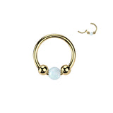 Titanium 18g Opal Ball Hinged Segment Hoop Ring Nose Cartilage