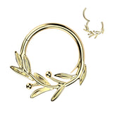 Titanium Hinged Olive Leaf Branch Segment Hoop Ring For Daith Septum Cartilage