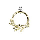 Titanium Hinged Olive Leaf Branch Segment Hoop Ring For Daith Septum Cartilage