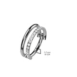 Titanium Hinged Segment Hoop Ring CZ Line For Nose Septum Cartilage