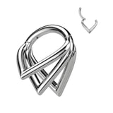 Titanium Hinged Segment Hoop Ring Triple Chevron For Nose Septum Cartilage