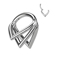 Titanium Hinged Segment Hoop Ring Triple Chevron For Nose Septum Cartilage