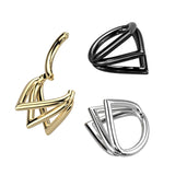 Titanium Hinged Segment Hoop Ring Triple Chevron For Nose Septum Cartilage