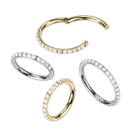 Titanium Hinged Segment Hoop Ring Pearl For Nose Septum Cartilage