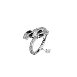 Titanium Hinged Segment Hoop Ring CZ Snake For Nose Septum Cartilage